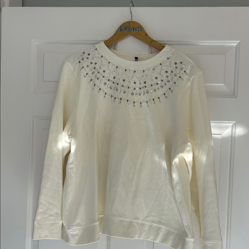 Talbots Cream Embellished Sweatshirt